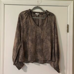 ALLISON JOY Animal Print V-Neck Blouse